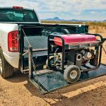 Pick up truck carrying generator
