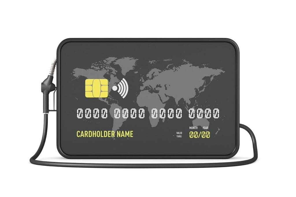 Black Fleet Fuel Card with fuel nozzle for buying gas for fleet vehicles
